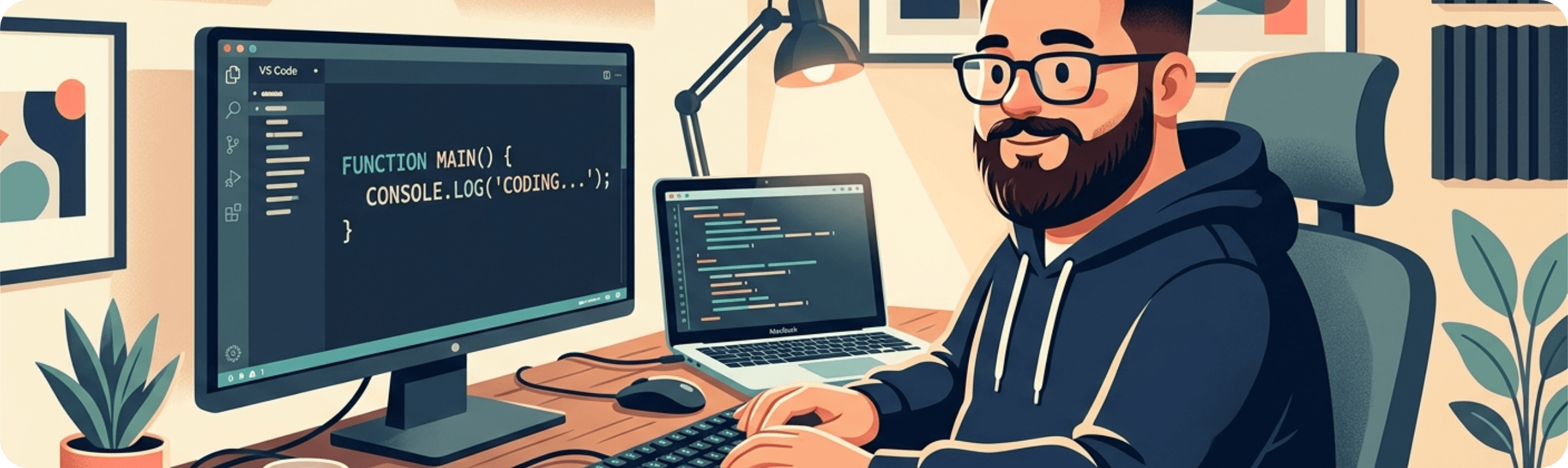 Ilustração de desenvolvedor trabalhando